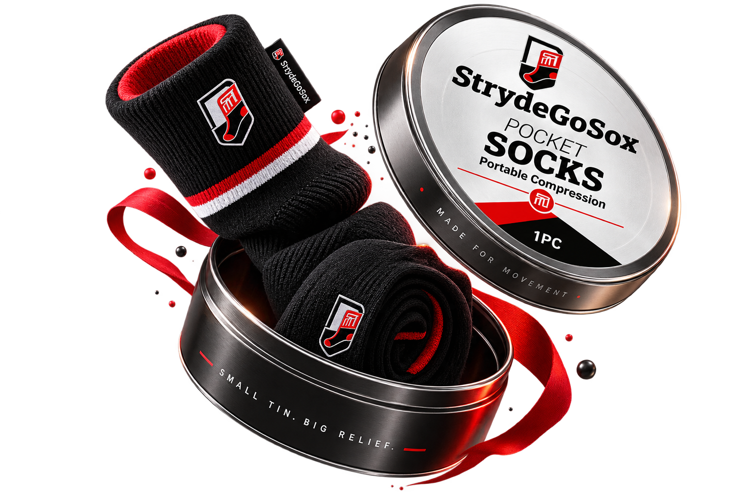 StrydeGoSox tin opened with socks